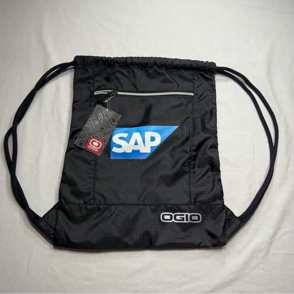 OGIO Black Drawstring Backpack with Blue Logo - Picture 1 of 5